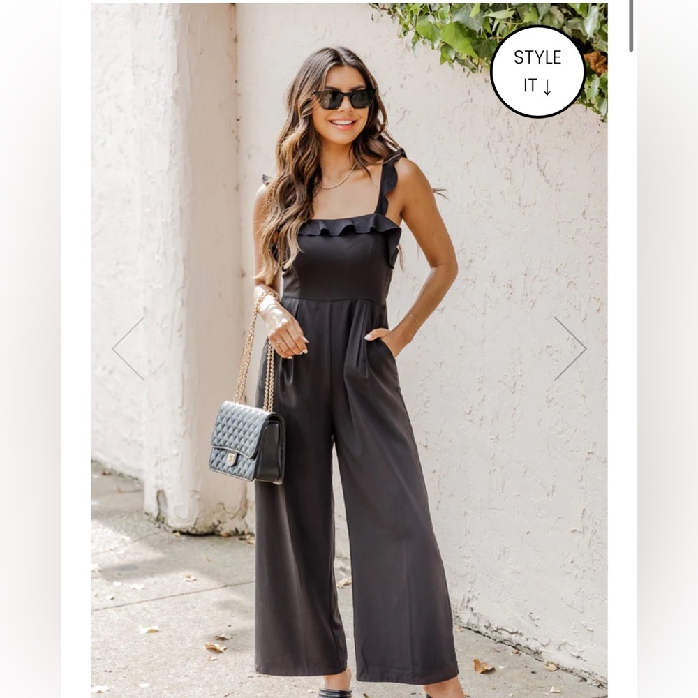 Pink Lily IMPRESSION OF YOU BLACK RUFFLE JUMPSUIT